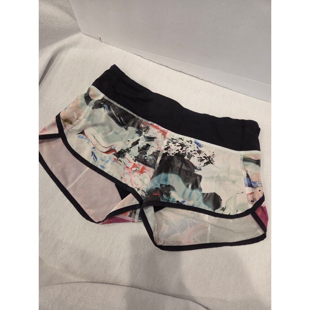Lululemon Speed Short 2.5 Pigment Wave Multi Black 4-way Stretch Run Size 4